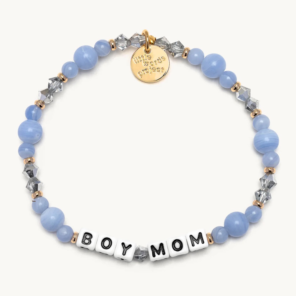 Little Words Project Boy Mom Blue Beaded Bracelet Nip Estimated Size ML 27$